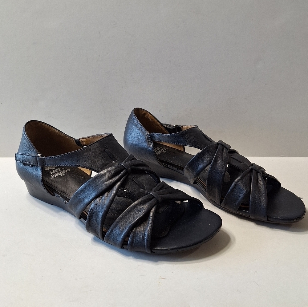 Naturalizer Black Joslin Leather Strappy Casual Comfort Sandals Size 10N